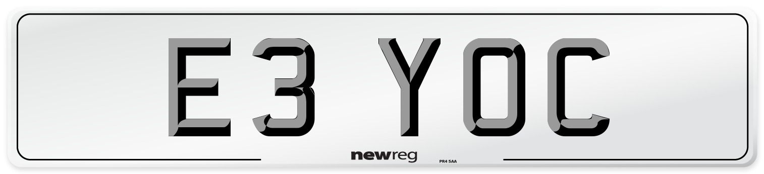 E3 YOC Number Plate from New Reg